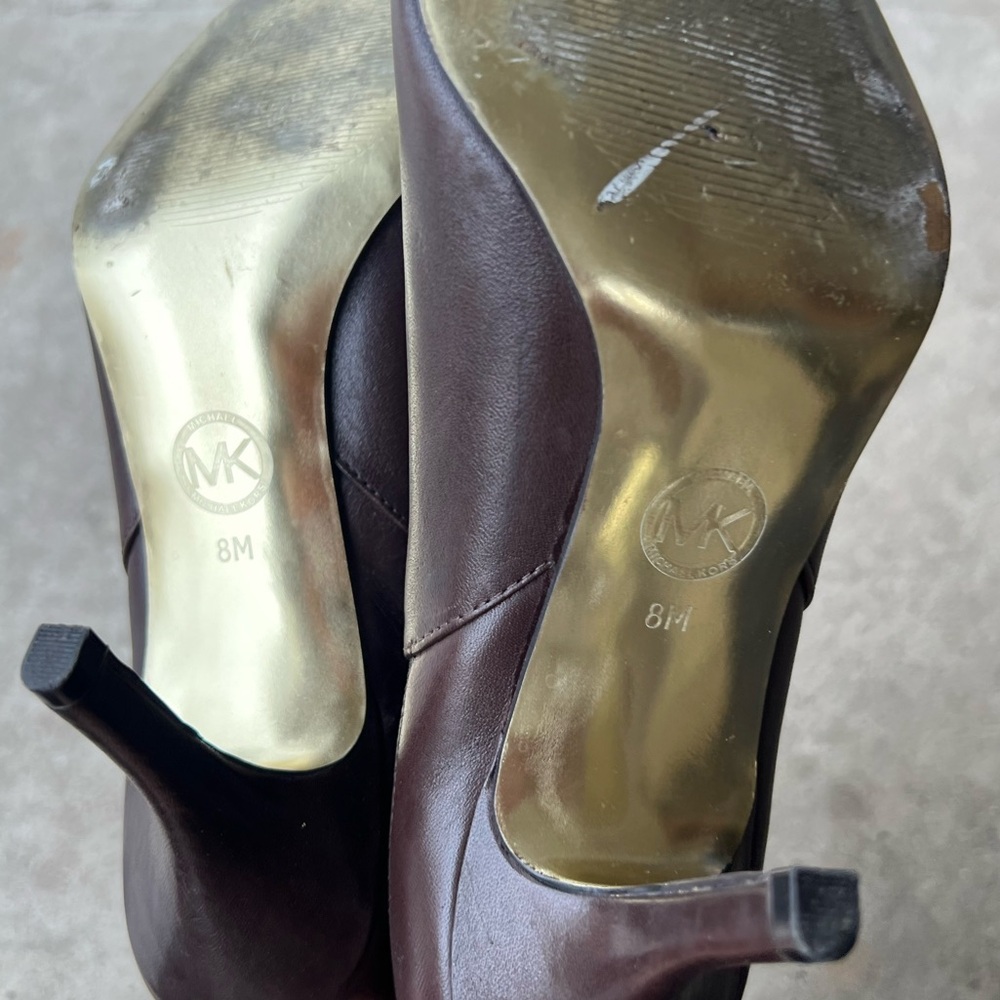 Michael Kors Leather Asbury Pointed Toe Leather Bootie Brown Women Sz 8 - Picture 7 of 16